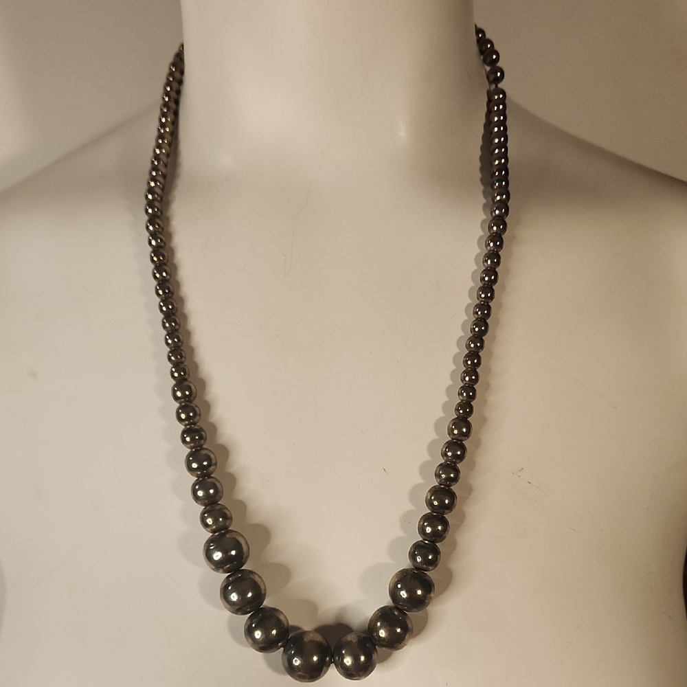 Vintage Silver Plated  Bead Necklace Adjustable